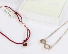 Thomas Sabo anklet with hanging paste set pendant, Thomas Sabo bracelet with gilt silver heart