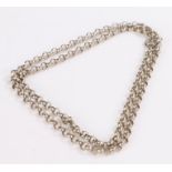 Silver necklace formed from circular links, 13.1g