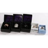 Five silver rings, to include three cubic zirconia set rings, 34.6g (5)