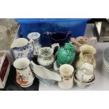 Collection of pottery and porcelain jugs and sauce boats, to include Orient, Booths, Wedgwood