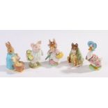 Five Beswick Beatrix Potter figures, Jemima Puddleduck, Mrs Rabbit, little pig Robinson, Cecily