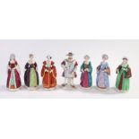 Seven Sitzendorf figures depicting King Henry VIII and his six wives (7)