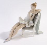Lladro porcelain figure, ballerina seated on a chair, 24cm high