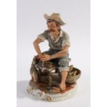 Capodimonte figure by Rory, "shelling corn", 22.5cm high, with certificate