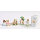 Four Beswick Beatrix Potter figures, Mr Jeremy Fisher, Hunca Munca, Benjamin Bunny and Tom Kitten,