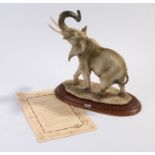 Capodimonte figure, "the Elephant" by Giuseppe Armani, on a wooden plinth base, with certificate