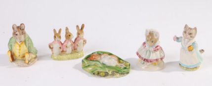 Five Beswick Beatrix Potter figures, Samuel Whiskers, Tabitha Twitchett, the old woman who lived