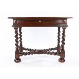 17th Century Dutch oak centre table, circa 1690, the plank rectangular top above a single long