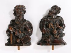 Pair of early 17th Century beech carvings, Franco/Flemish, circa 1630 – 1640. one depicting St Peter