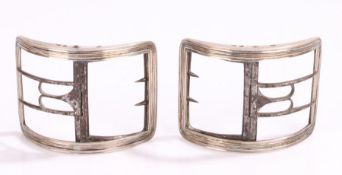 Pair of George III silver and steel buckles, the silver arches with an inner hinge steel section,
