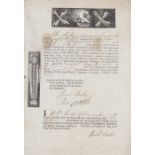 George II 19th Century Burial in Sheep's Wool. A printed affidavit, completed in manuscript