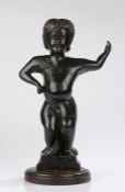 George III counter top figure, carved in pine and stained black with a nude figure holding an arm
