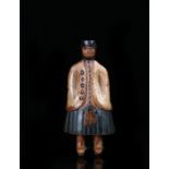 19th Century Scottish Folk Art figural snuff box, the standing figure with a black Balmoral hat