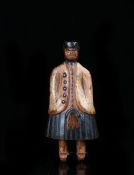 19th Century Scottish Folk Art figural snuff box, the standing figure with a black Balmoral hat