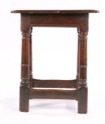 Charles II Oak Joined stool, English, circa 1660 – 1680. the rectangular moulded top above moulded