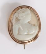 George III hardstone carved cameo, depicting a female figure with an exposed top half, 19mm diameter