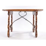 17th Century walnut Spanish table, circa 1650, the rectangular single plank top above the shaped