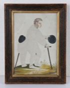 George III pin prick picture, late 18th Century, depicting a beggar and a beggar boy, 15cm x 22cm.