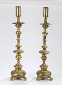 Large pair of 18th Century brass pricket candlesticks, Italian, circa 1750 – 1780. the pricket