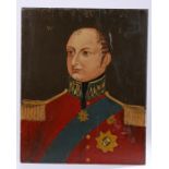 19th Century Folk Art painting of King William IV, W R IV above the portrait dressed in a red