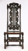 Charles II Oak and Ash ‘Carolean’ Chair, English, circa 1670 – 1685, the twin scroll crest with a