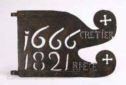 17th Century French weathervane, the copper vane with the date 1666 above the later date in a