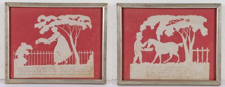 Pair of early 19th Century cut paper pictures, by Elizabeth Cobbold (1767-1824), with a Gentleman