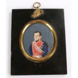 Late 18th Century Spanish miniature portrait, of a nobleman in a seated position, orders pinned to