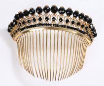 19th Century hair slide/comb, with facetted beads above scrolls and further beads before the