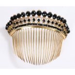 19th Century hair slide/comb, with facetted beads above scrolls and further beads before the