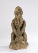 Medieval Limestone Drinking Man, English, circa 1400 - 1450. The Oolitic limestone figure of a