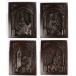 Set of four French Gothic panels, circa 1480 – 1500. all carved with Saints, Apostles and the Virgin