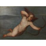 18th Century Italian school, cupid in the sky with a bow and arrow, unsigned oil on canvas,