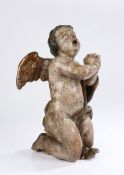 Late 17th Century Baroque polychrome and carved winged Cherub or Putti, Italian or South German,