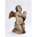 Late 17th Century Baroque polychrome and carved winged Cherub or Putti, Italian or South German,