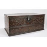 Charles II oak and Inlaid desk box with drawer, Yorkshire, circa 1660-1680.The single plank lid