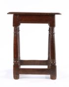 Charles II Oak Joined stool, English, circa 1670 – 1680. the rectangular moulded top above lightly