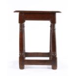 Charles II Oak Joined stool, English, circa 1670 – 1680. the rectangular moulded top above lightly