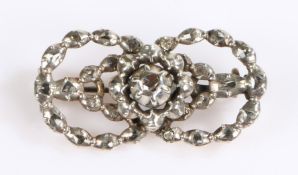 George III diamond set brooch, with rose cut diamonds set to the white on yellow metal frame, 31mm
