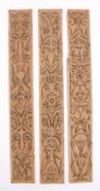 Set of three French renaissance oak pilasters, circa 1580 – 1600. the three pilasters relief