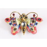 17th Century diamond and enamel butterfly brooch, the body and wings set with rose cut diamonds