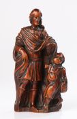 Late 16th Century boxwood carving of St Joseph, Flemish, Antwerp, circa 1580-1600, the two figures