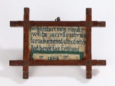 Rare 19th Century miniature sampler, dated 1842, with the text I Will declare mme iniquity, I will