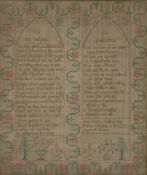 George III sampler, circa 1817, with two sections of text the first titled On an Infant, the