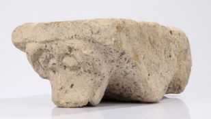 Medieval limestone gargoyle, French, circa 1350 - 1450. the fossil limestone gargoyle with graduated