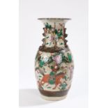 Chinese vase, decorated in a crackle glaze with polychrome enamels with warriors and figures,