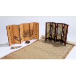 Chinese works of art, to include a silk scroll, a stand, a finger nail protector brooch and two