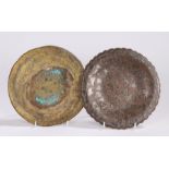 Two 19th Century dishes, the first a Middle East example with stylised leaf decoration, 20cm wide,