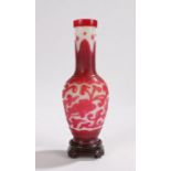 Chinese Peking glass vase, of small proportions with scrolling leaf design, with a seven