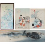 Pair of Japanese prints, the first of children playing, the second playing instruments, together